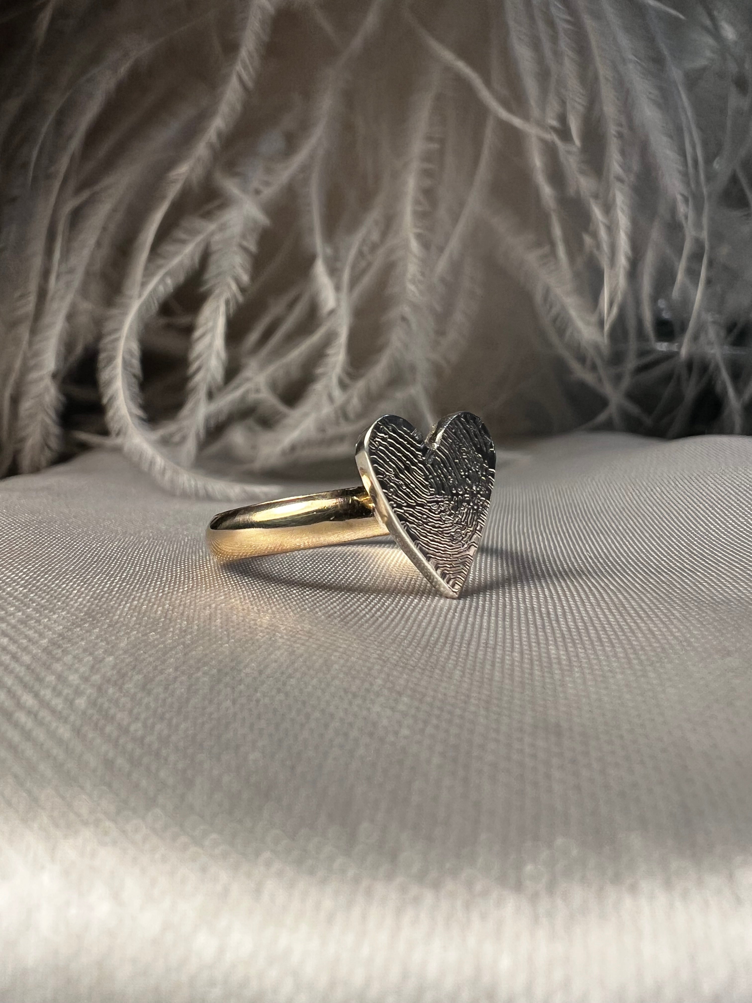 Heart finger print ring