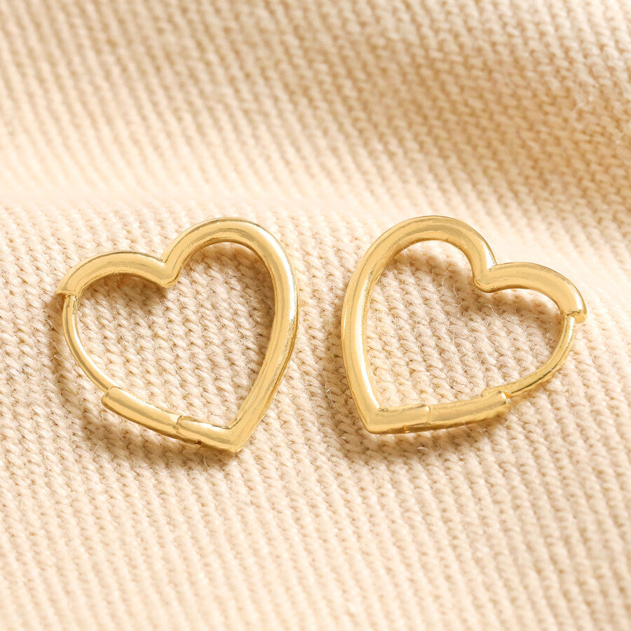 Small heart huggie hoop earrings