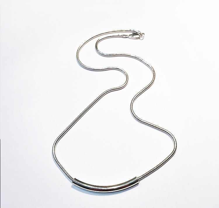 Sterling silver tube bar necklace